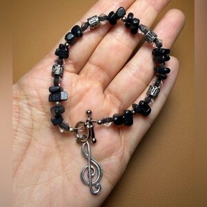 Handmade Black Onyx Stone & Silver Bracelet